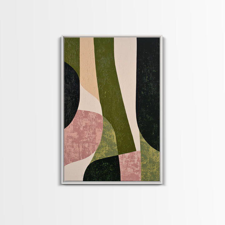 Deep Green Forest Silhouette Study Framed Canvas Print, Monochrome Art, Large Wall Art, Living Room Decor, Fine Art, Mono, MON-2x3-93
