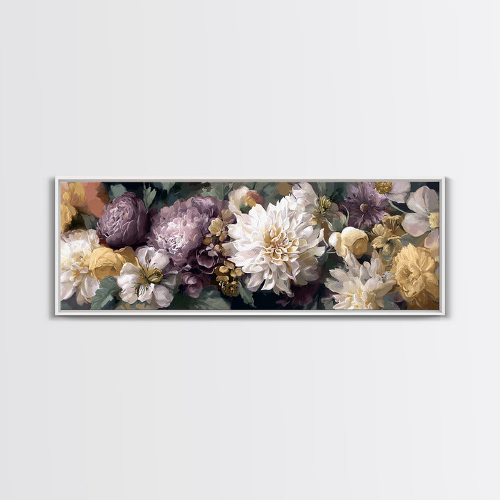Monochrome Floral Bouquet Framed Canvas Print, Monochrome Art, Home Decor, Living Room Decor, Fine Art, Mono, Bedroom Decor, MON-3x1-10