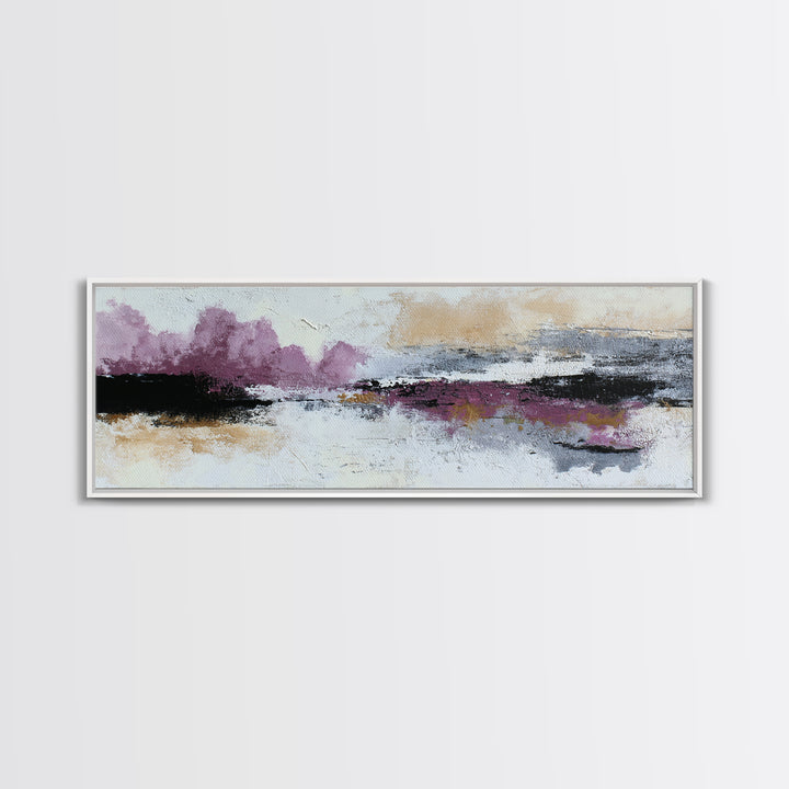 Silver Ocean Moonlight Scene Canvas Print, Monochrome Art, Wallpaper Mural, Living Room Decor, Watercolor Art, Mono, MON-3x1-11
