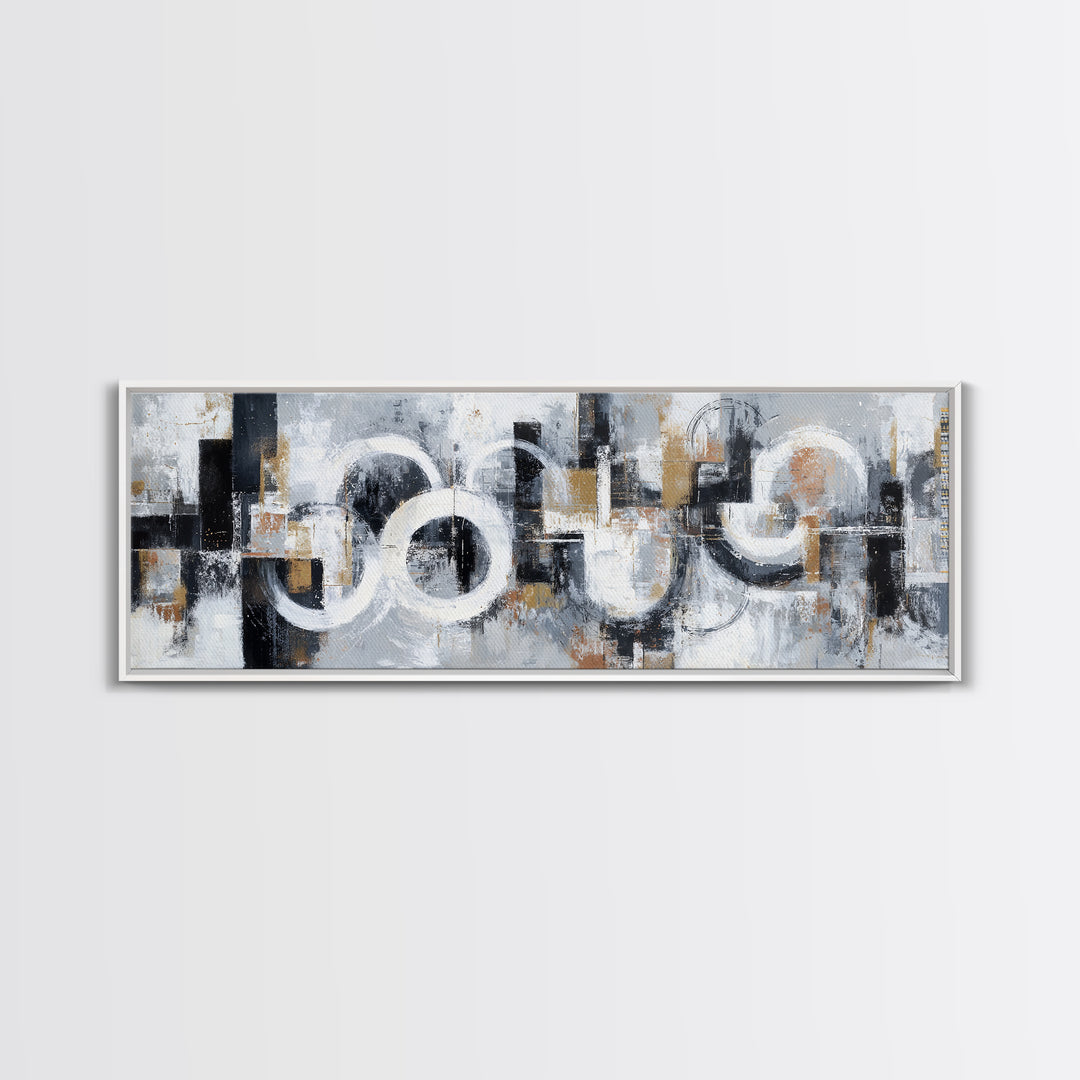 Black and White City Reflection Canvas Print, Monochrome Art, Large Wall Art, Living Room Decor, Mono, Modern Wall Art, MON-3x1-13