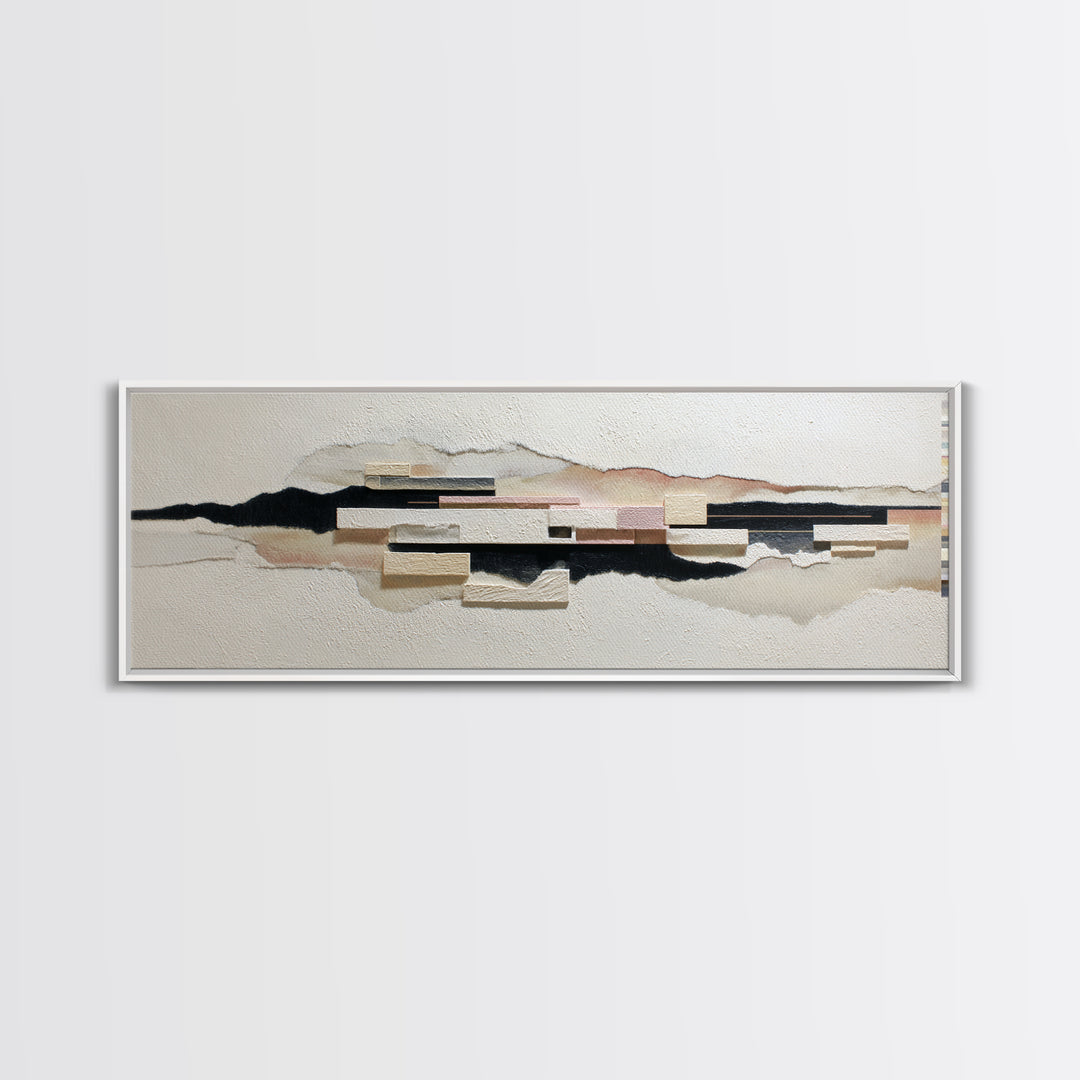 Cream on Cream Minimalist Forms Canvas Print, Monochrome Art, Moody Wall Art, Living Room Decor, Fine Art, Mono, MON-3x1-14