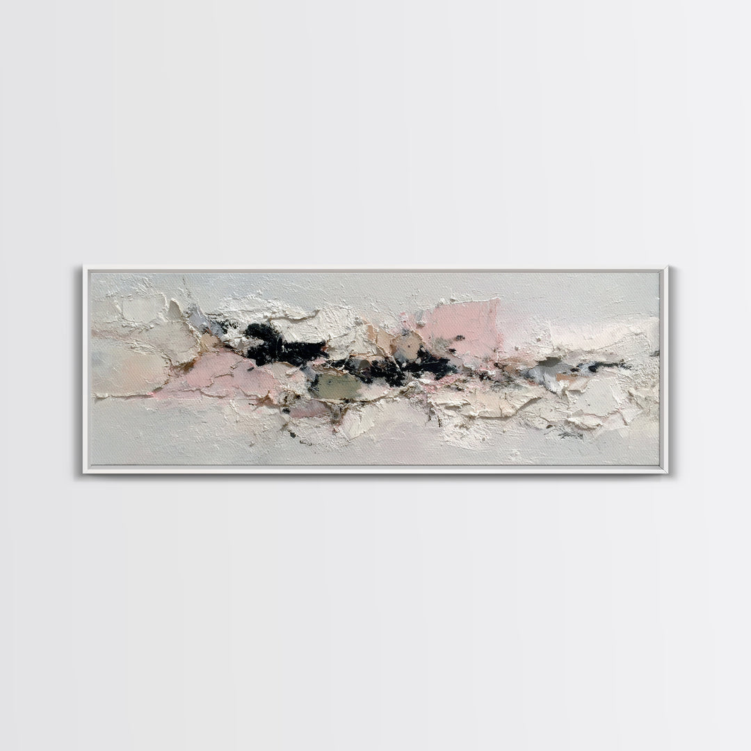 Ivory White Plaster Texture Composition Canvas Print, Monochrome Art, Living Room Decor, Fine Art, Mono, Gallery Decor, MON-3x1-21