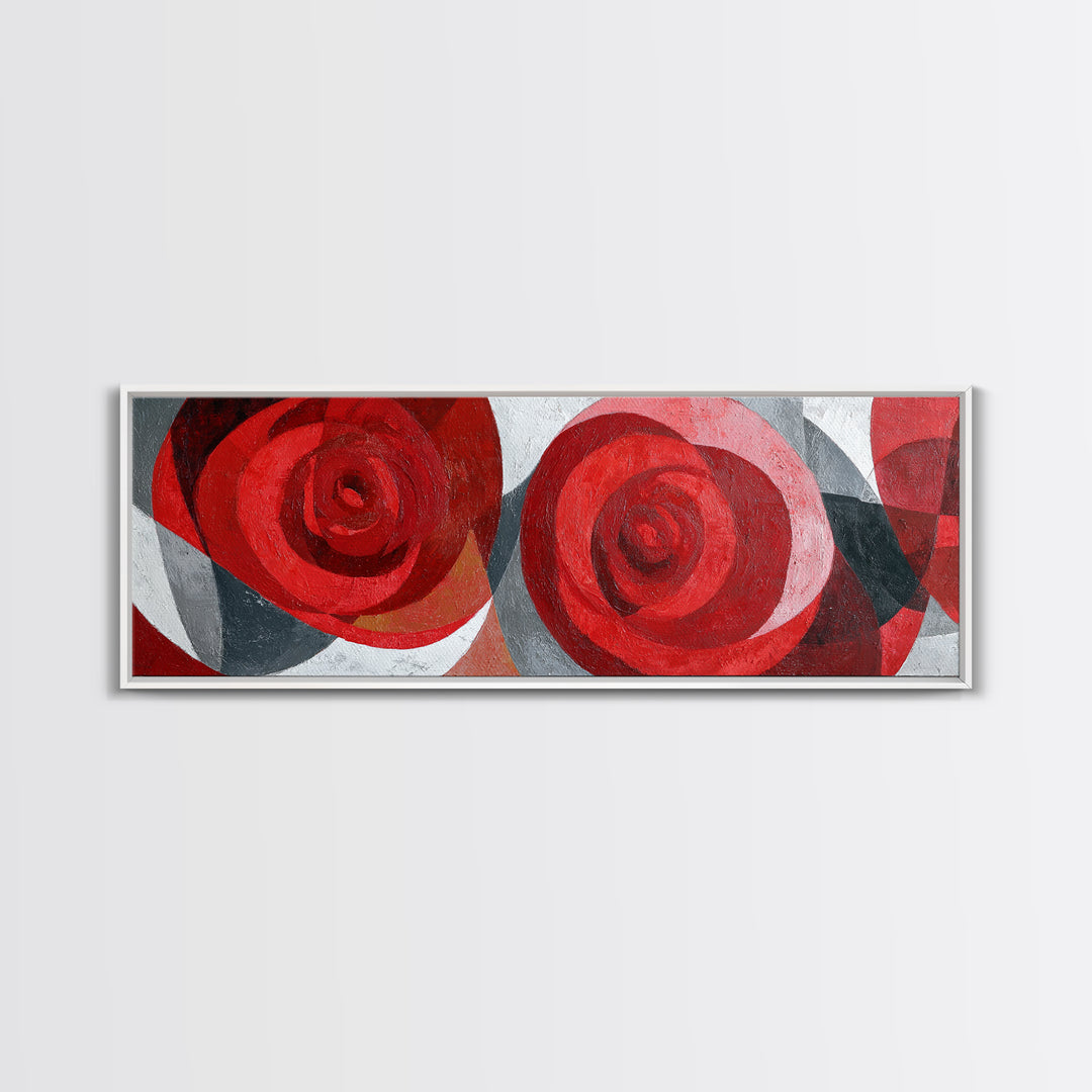 Single Red Rose Rendered Only Framed Canvas Print, Monochrome Art, Statement Artwork, Living Room Decor, Fine Art, Mono, MON-3x1-23