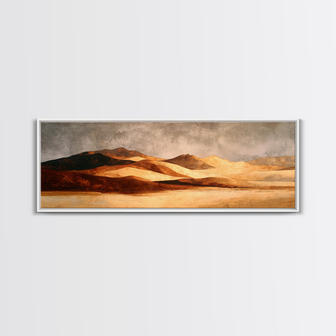 Warm Brown Desert Landscape Canvas Print, Monochrome Art, Dark Academia Decor, Living Room Decor, Fine Art, Mono, Wall Decor, MON-3x1-25