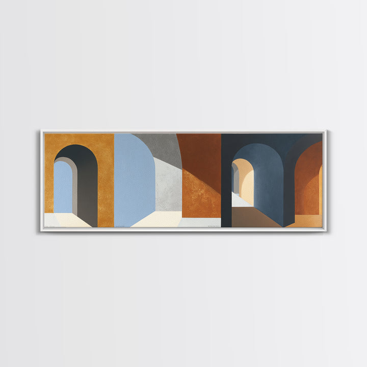 Gray Architectural Arch and Shadow Study Canvas Print, Monochrome Art, Large Wall Art, Living Room Decor, Watercolor Art, Mono, MON-3x1-26