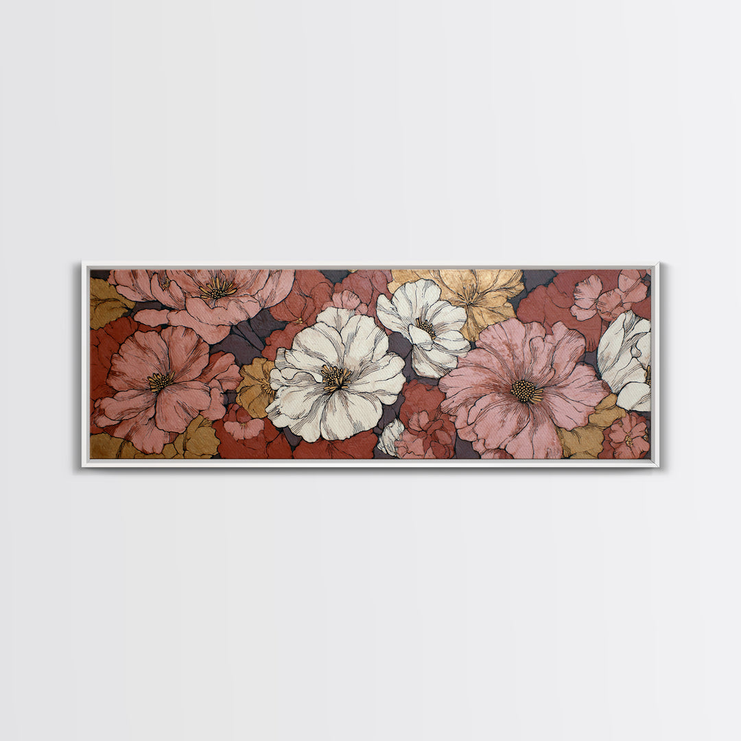 Monochrome Floral Bouquet Canvas Print, Monochrome Art, Printable Wall Art, Living Room Decor, Mono, Dark Academia Decor, MON-3x1-34
