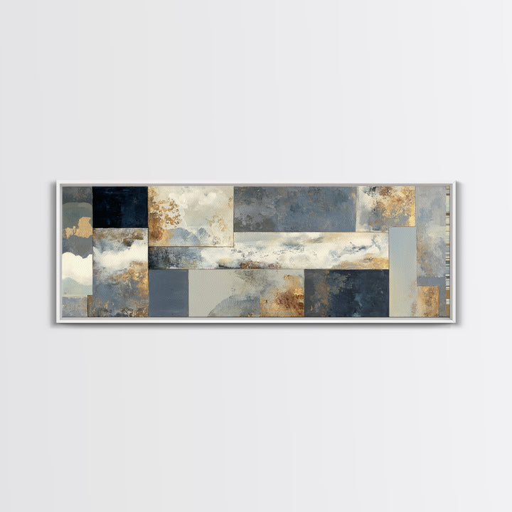 Silver Ocean Moonlight Scene Canvas Print, Monochrome Art, Luxury Decor, Living Room Decor, Oil Painting, Mono, MON-3x1-35