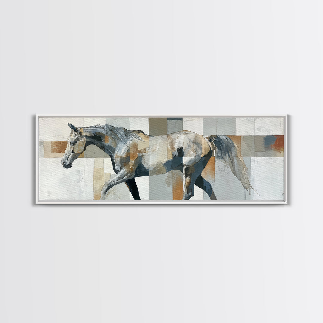 Sepia Horse Portrait Canvas Print, Monochrome Art, Textured Wall Art, Living Room Decor, Oil Painting, Mono, Wallpaper Mural, MON-3x1-42
