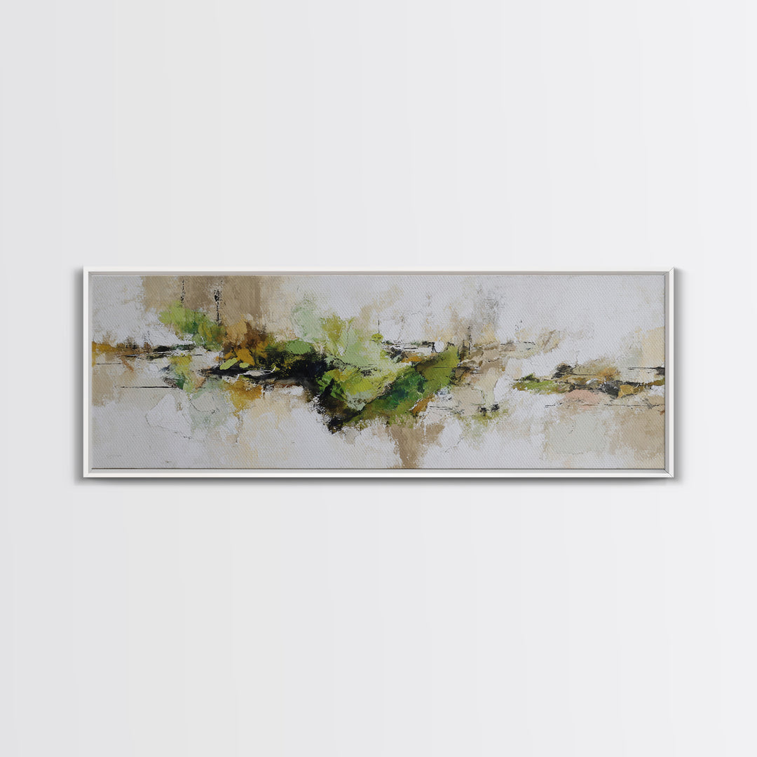 Green Botanical Study Canvas Print, Monochrome Art, Poster, Living Room Decor, Fine Art, Mono, Textured Wall Art, Digital Print, MON-3x1-43