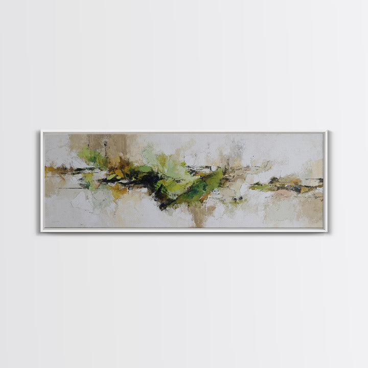 Green Botanical Study Canvas Print, Monochrome Art, Poster, Living Room Decor, Fine Art, Mono, Textured Wall Art, Digital Print, MON-3x1-43