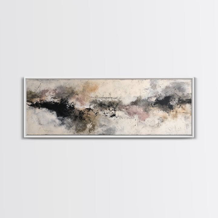 Black Ink Abstract Canvas Print, Monochrome Art, Living Room Decor, Abstract Art, Mono, Modern Art, Moody Wall Art, MON-3x1-46