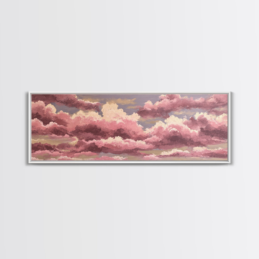 All Pink Cloudscape Framed Canvas Print, Monochrome Art, Room Decor, Living Room Decor, Abstract Art, Mono, Mid Century Modern, MON-3x1-52