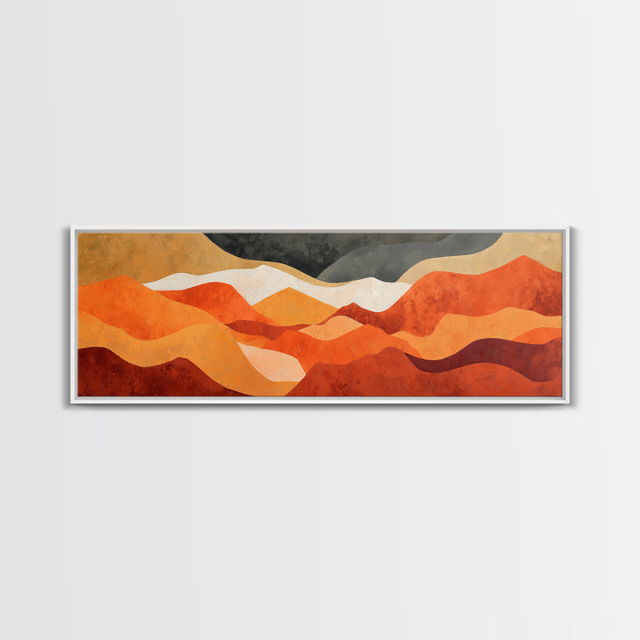 Burnt Orange Canyon Abstraction Framed Canvas Print, Monochrome Art, Textured Painting, Living Room Decor, Oil Painting, Mono, MON-3x1-56