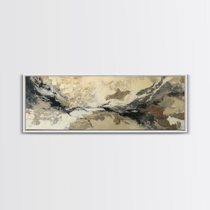 Silver Ocean Moonlight Scene Framed Canvas Print, Monochrome Art, Wall Art, Living Room Decor, Fine Art, Mono, Abstract Art, MON-3x1-59