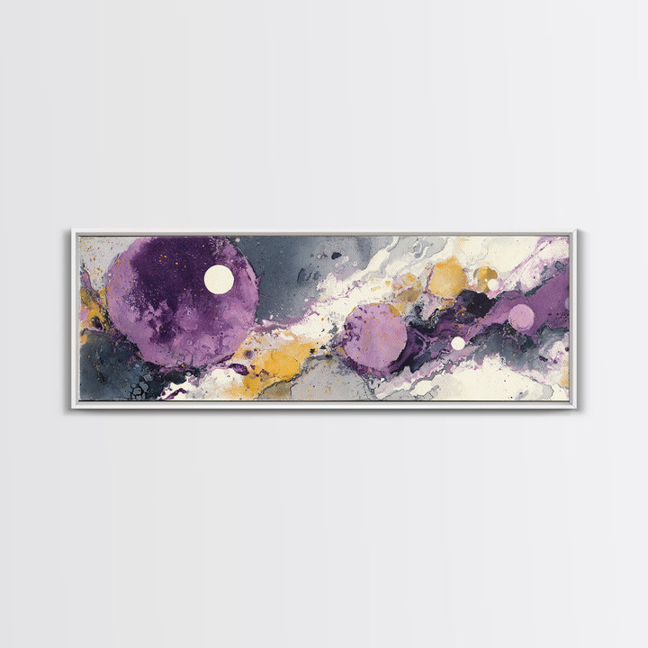 Purple Night Sky Framed Canvas Print, Monochrome Art, Wall Decor, Living Room Decor, Fine Art, Mono, Wall Art, Home Decor, MON-3x1-7