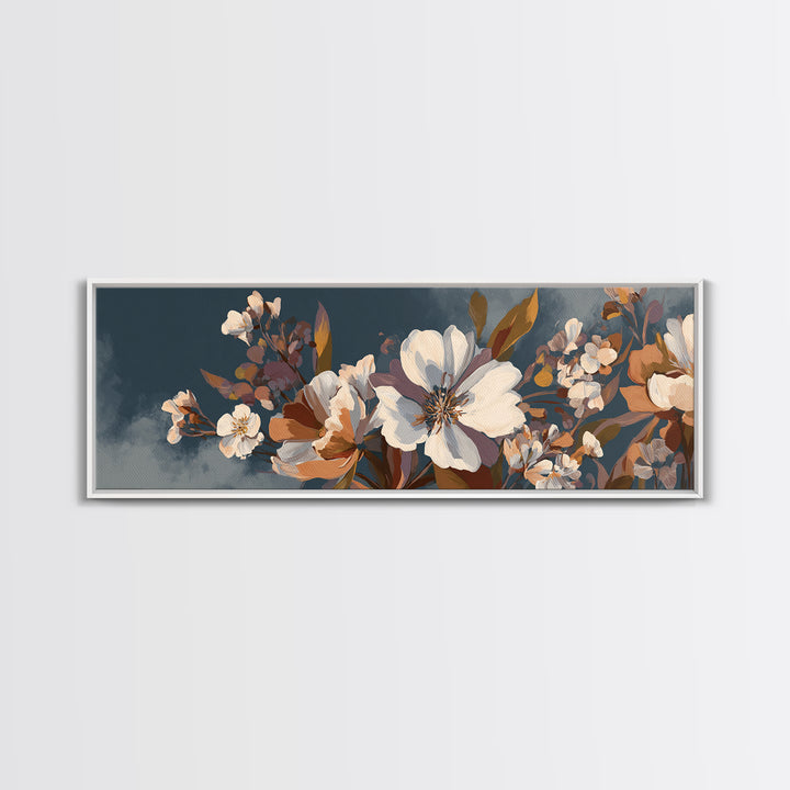 Monochrome Floral Bouquet Framed Canvas Print, Monochrome Art, Abstract Art, Living Room Decor, Oil Painting, Mono, MON-3x1-82
