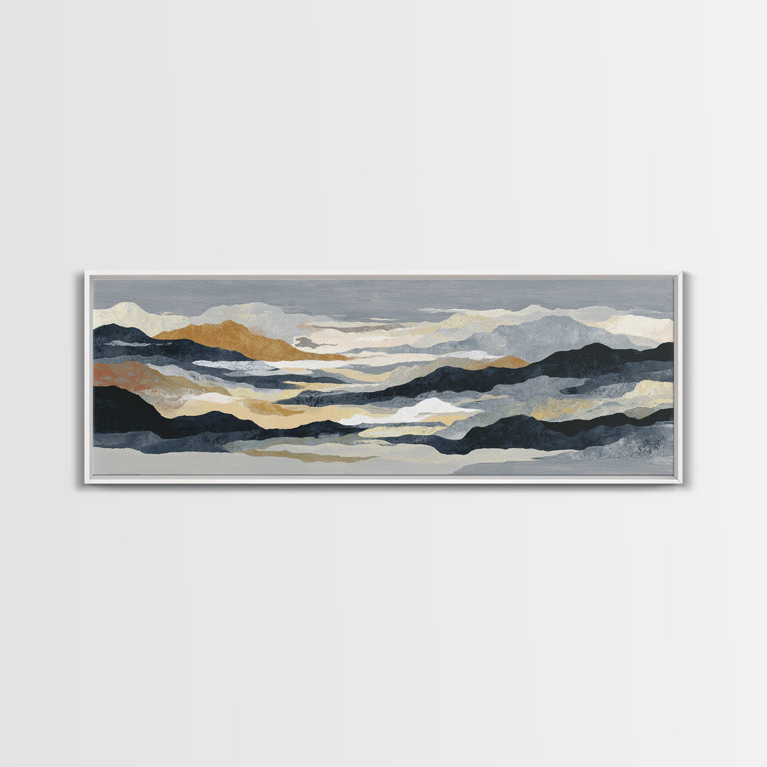 Charcoal Mountain Landscape Canvas Print, Monochrome Art, Art Print, Living Room Decor, Fine Art, Mono, Printable Art, MON-3x1-92