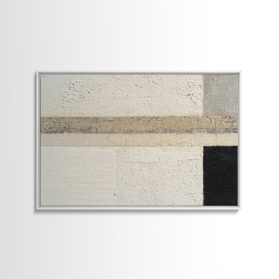 Cream on Cream Minimalist Forms Framed Canvas Print, Monochrome Art, Art Prints, Living Room Decor, Mono, Apartment Decor, MON-3x2-2