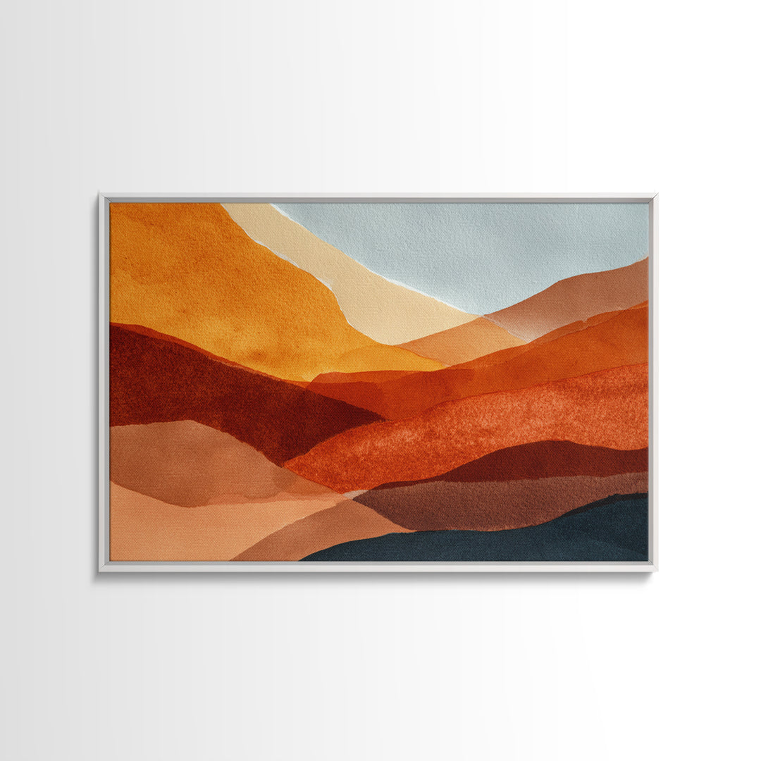 Burnt Orange Canyon Abstraction Framed Canvas Print, Monochrome Art, Textured Wall Art, Living Room Decor, Fine Art, Mono, MON-3x2-20