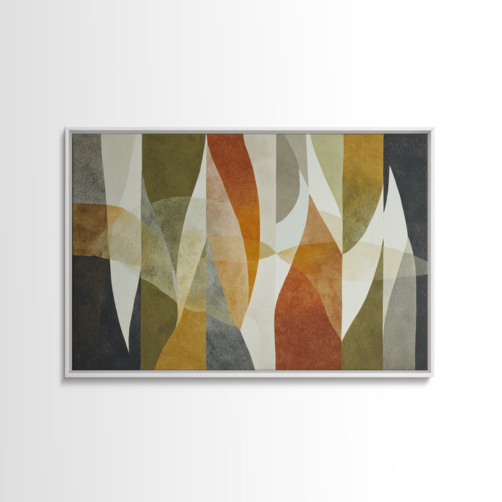 Olive Green Abstract Leaf Pattern Canvas Print, Monochrome Art, Dopamine Decor, Living Room Decor, Fine Art, Mono, Modern Decor, MON-3x2-48