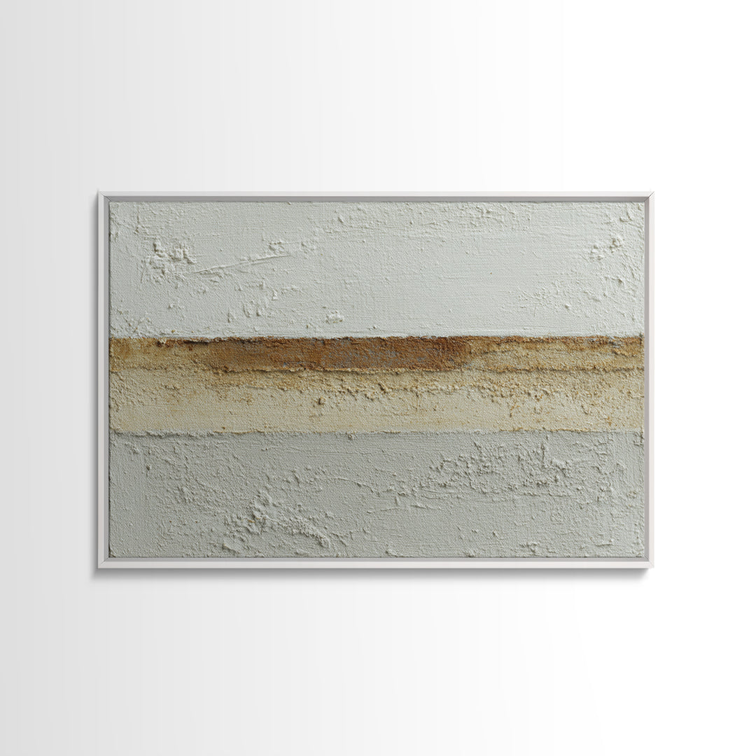 Cream on Cream Minimalist Forms Framed Canvas Print, Monochrome Art, Digital Print, Living Room Decor, Oil Painting, Mono, MON-3x2-50