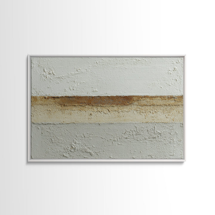 Cream on Cream Minimalist Forms Framed Canvas Print, Monochrome Art, Digital Print, Living Room Decor, Oil Painting, Mono, MON-3x2-50