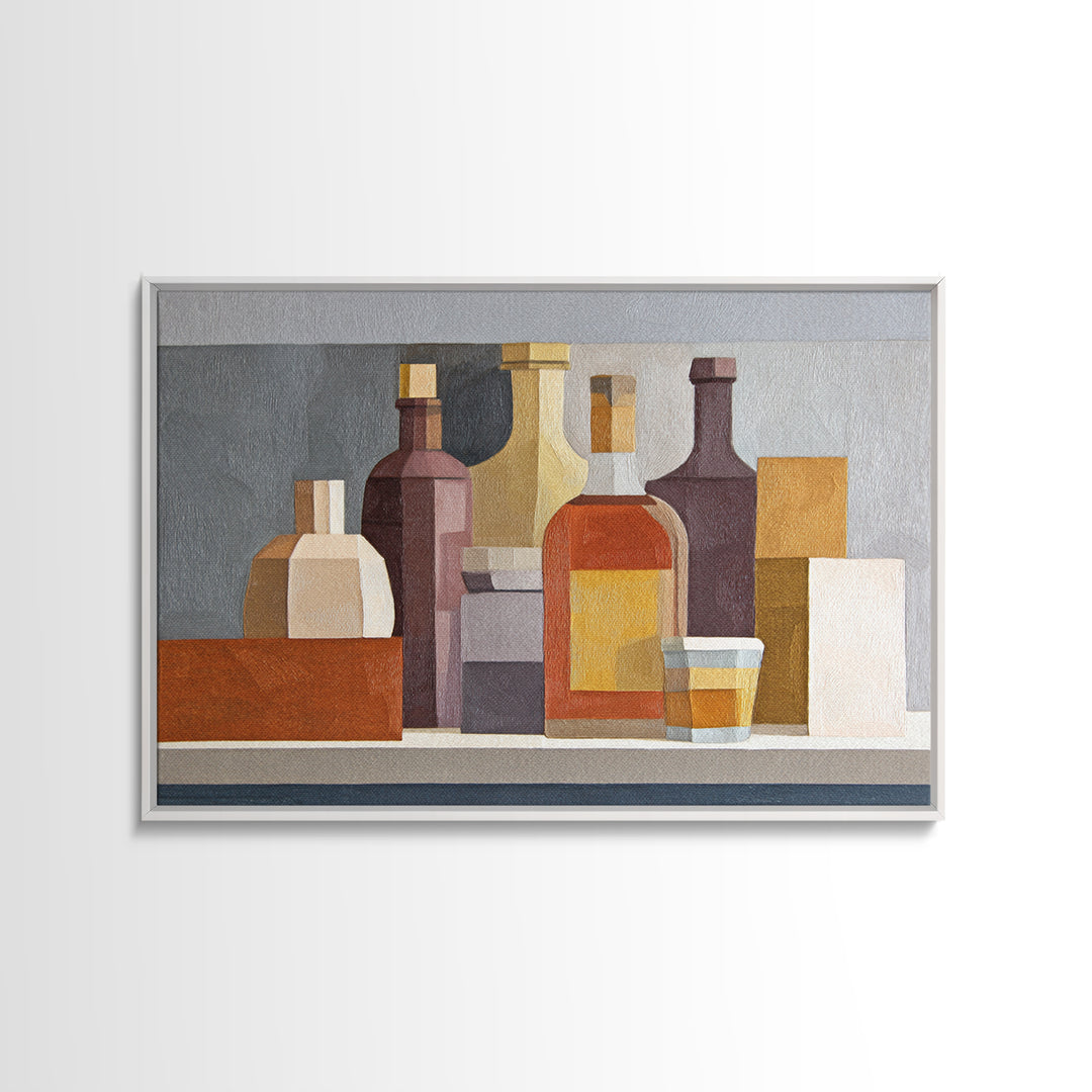 Brown Leather and Whiskey Still Life Canvas Print, Monochrome Art, Bedroom Wall Art, Living Room Decor, Fine Art, Mono, MON-3x2-51