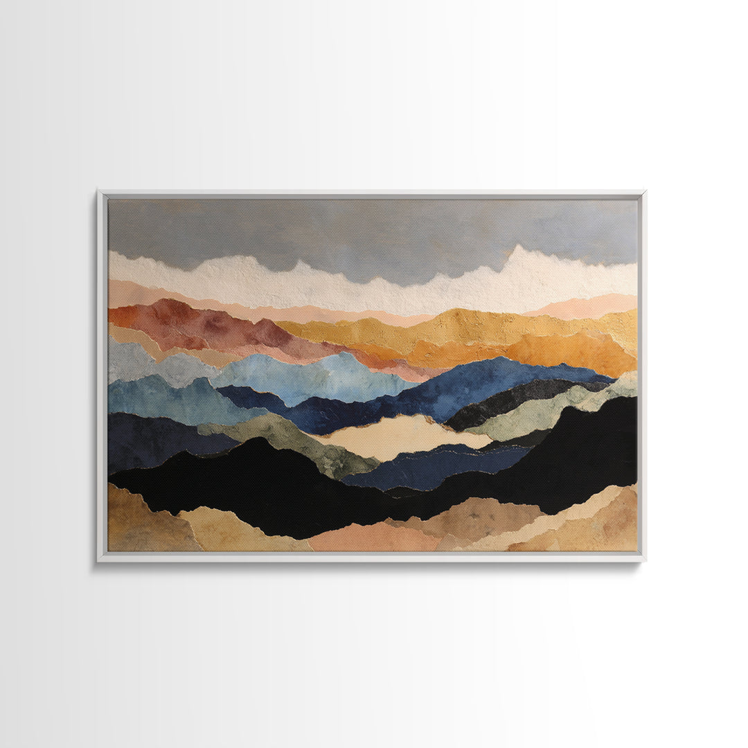 Blue Mountain Ridge Layers Canvas Print, Monochrome Art, Apartment Decor, Living Room Decor, Fine Art, Mono, Moody Wall Art, MON-3x2-52