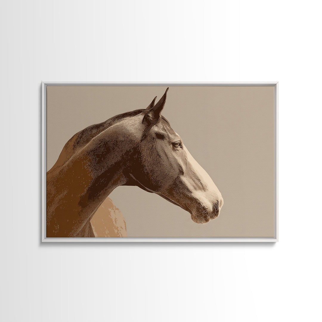 Sepia Horse Portrait Framed Canvas Print, Monochrome Art, Large Wall Art, Living Room Decor, Fine Art, Mono, Modern Wall Art, MON-3x2-6