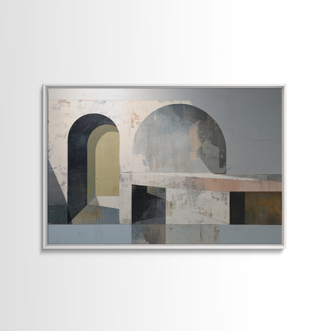 Gray Architectural Arch and Shadow Study Canvas Print, Monochrome Art, Abstract Art, Living Room Decor, Fine Art, Mono, MON-3x2-62