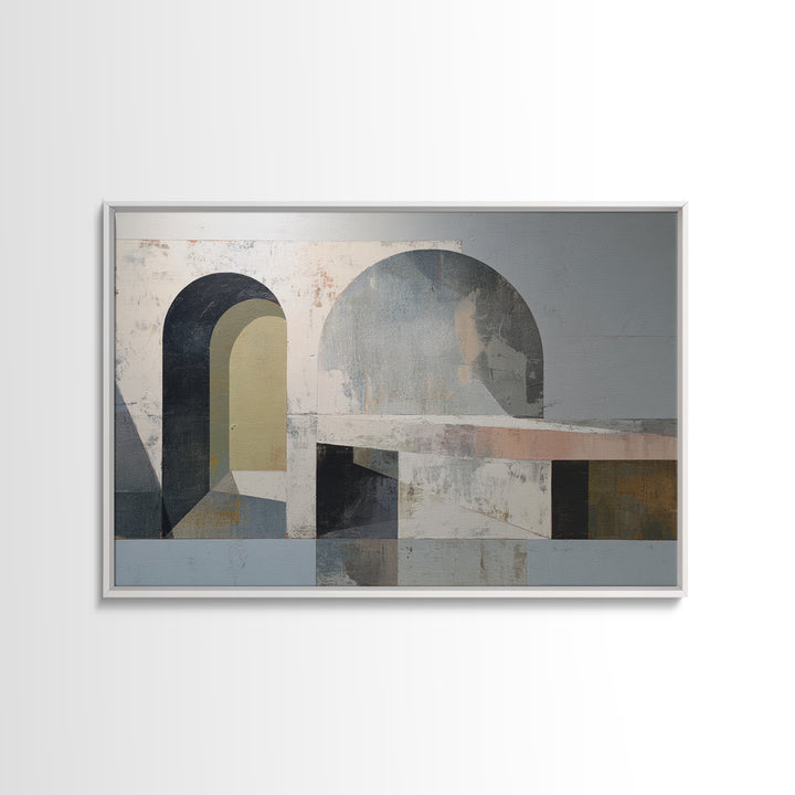 Gray Architectural Arch and Shadow Study Canvas Print, Monochrome Art, Abstract Art, Living Room Decor, Fine Art, Mono, MON-3x2-62
