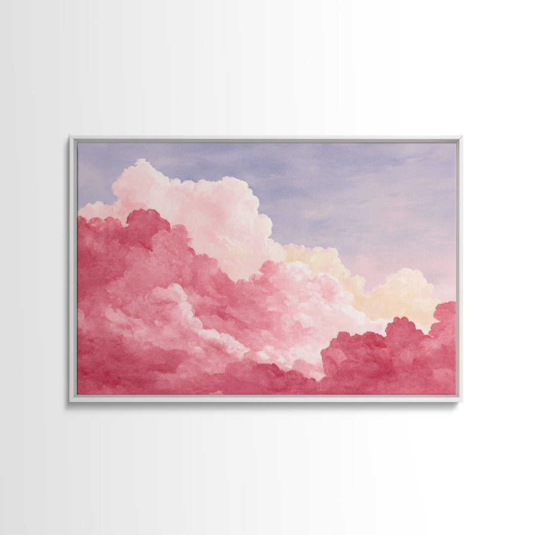 All Pink Cloudscape Framed Canvas Print, Monochrome Art, Gallery Decor, Living Room Decor, Abstract Art, Mono, Contemporary Art, MON-3x2-64