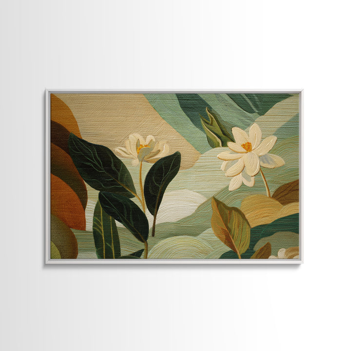 Green Botanical Study Framed Canvas Print, Monochrome Art, Home Decor, Living Room Decor, Fine Art, Mono, Bedroom Decor, MON-3x2-7