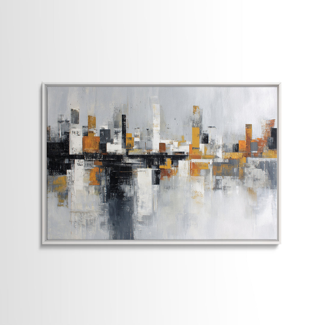 Black and White City Reflection Canvas Print, Monochrome Art, Bird Art, Living Room Decor, Fine Art, Mono, Boho Decor, MON-3x2-73