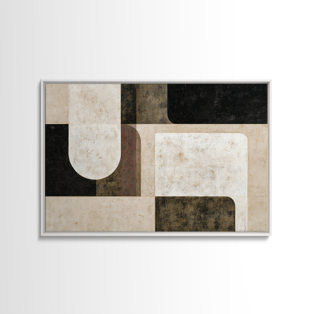 Cream on Cream Minimalist Forms Framed Canvas Print, Monochrome Art, Digital Print, Living Room Decor, Oil Painting, Mono, MON-3x2-74