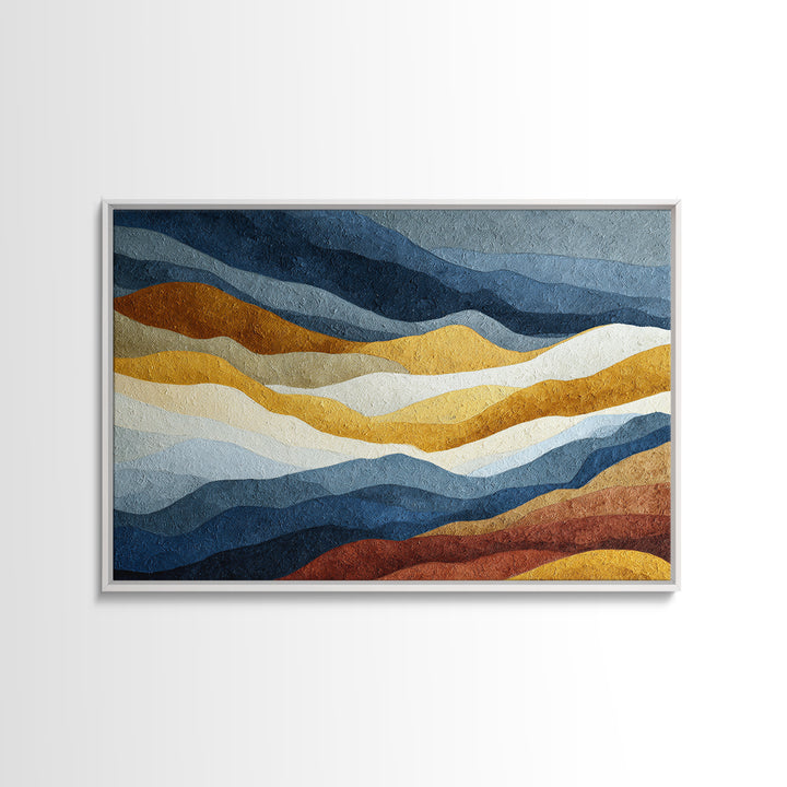 Blue Mountain Ridge Layers Canvas Print, Monochrome Art, Modern Art, Living Room Decor, Fine Art, Mono, Textured Painting, MON-3x2-76