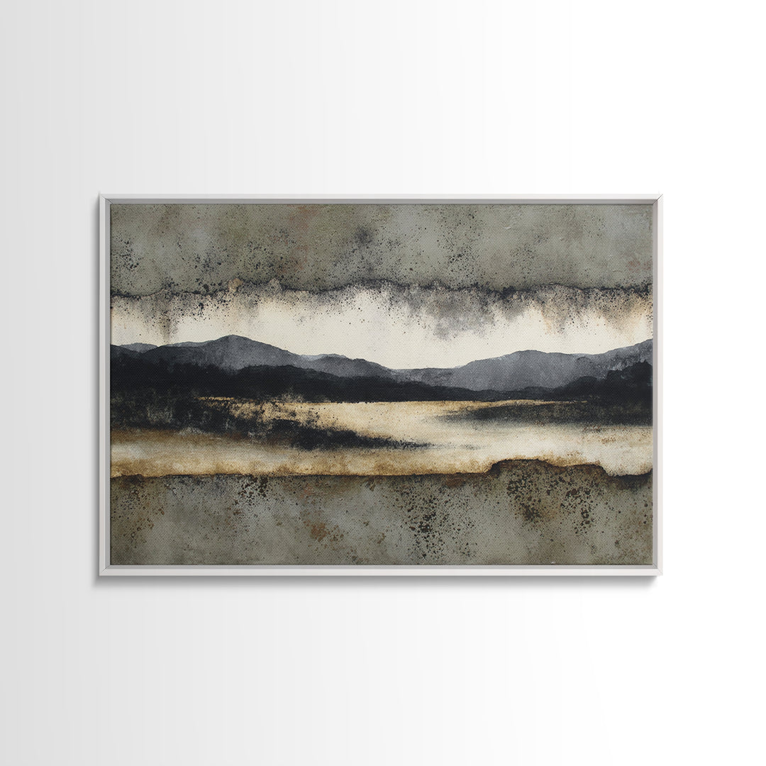 Black Ink Abstract Framed Canvas Print, Monochrome Art, Modern Wall Art, Living Room Decor, Abstract Art, Mono, MON-3x2-82