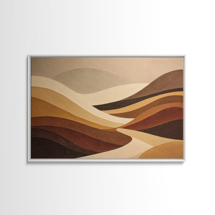 Warm Brown Desert Landscape Framed Canvas Print, Monochrome Art, Wallpaper Mural, Living Room Decor, Watercolor Art, Mono, MON-3x2-85