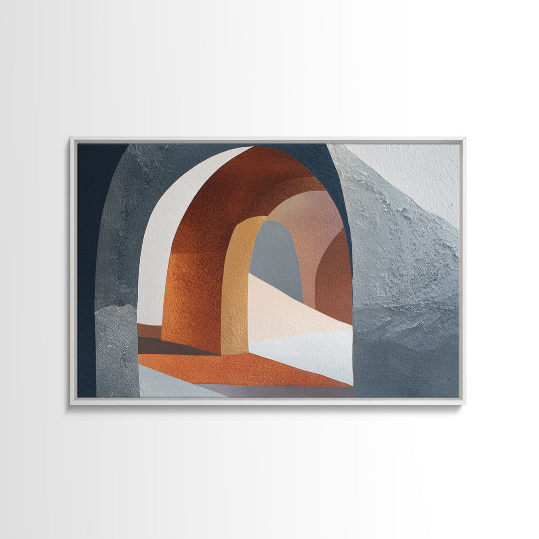 Gray Architectural Arch and Shadow Study Framed Canvas Print, Monochrome Art, Living Room Decor, Fine Art, Mono, Gallery Decor, MON-3x2-86