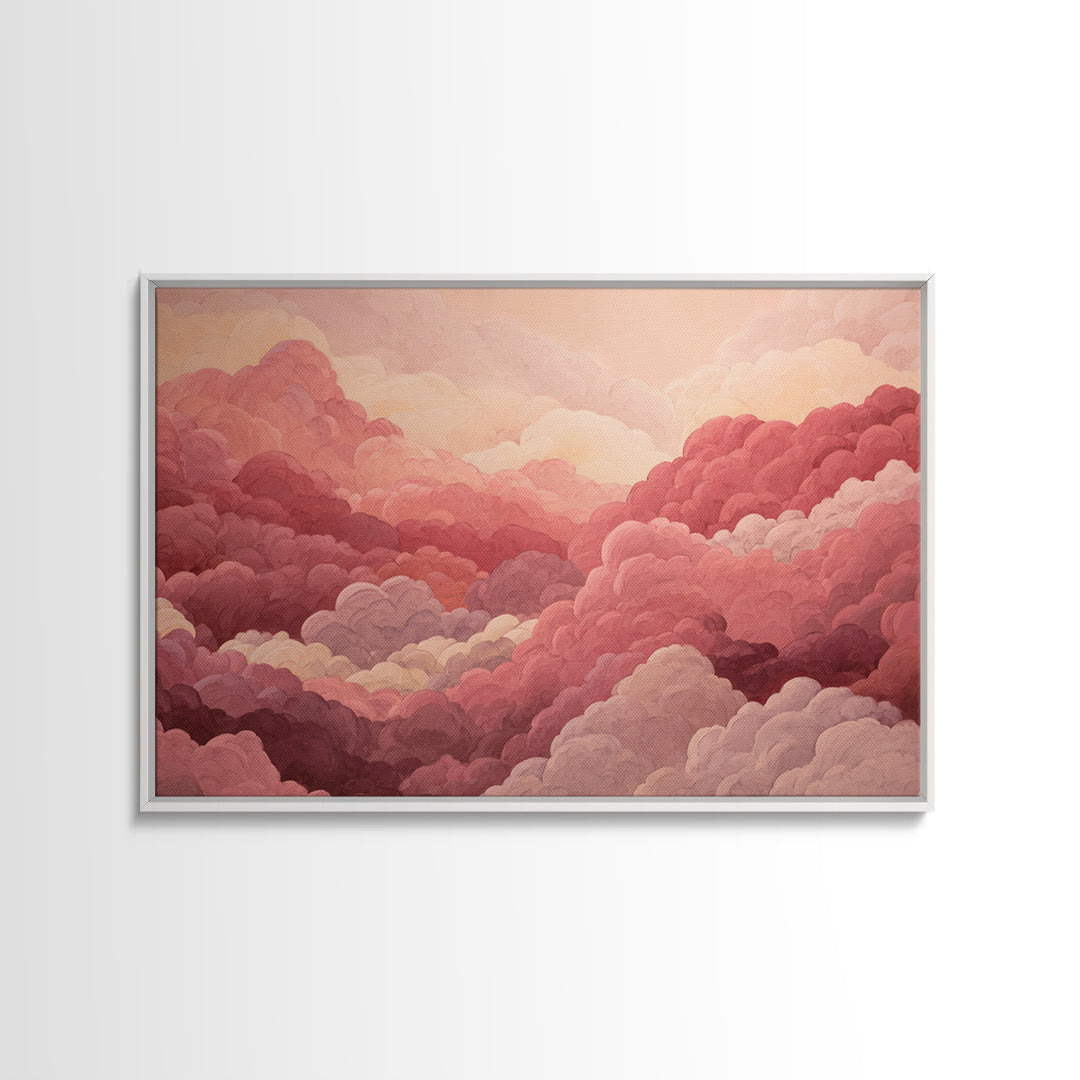 All Pink Cloudscape Canvas Print, Monochrome Art, Boho Decor, Living Room Decor, Fine Art, Mono, Art Print, Digital Art, MON-3x2-88