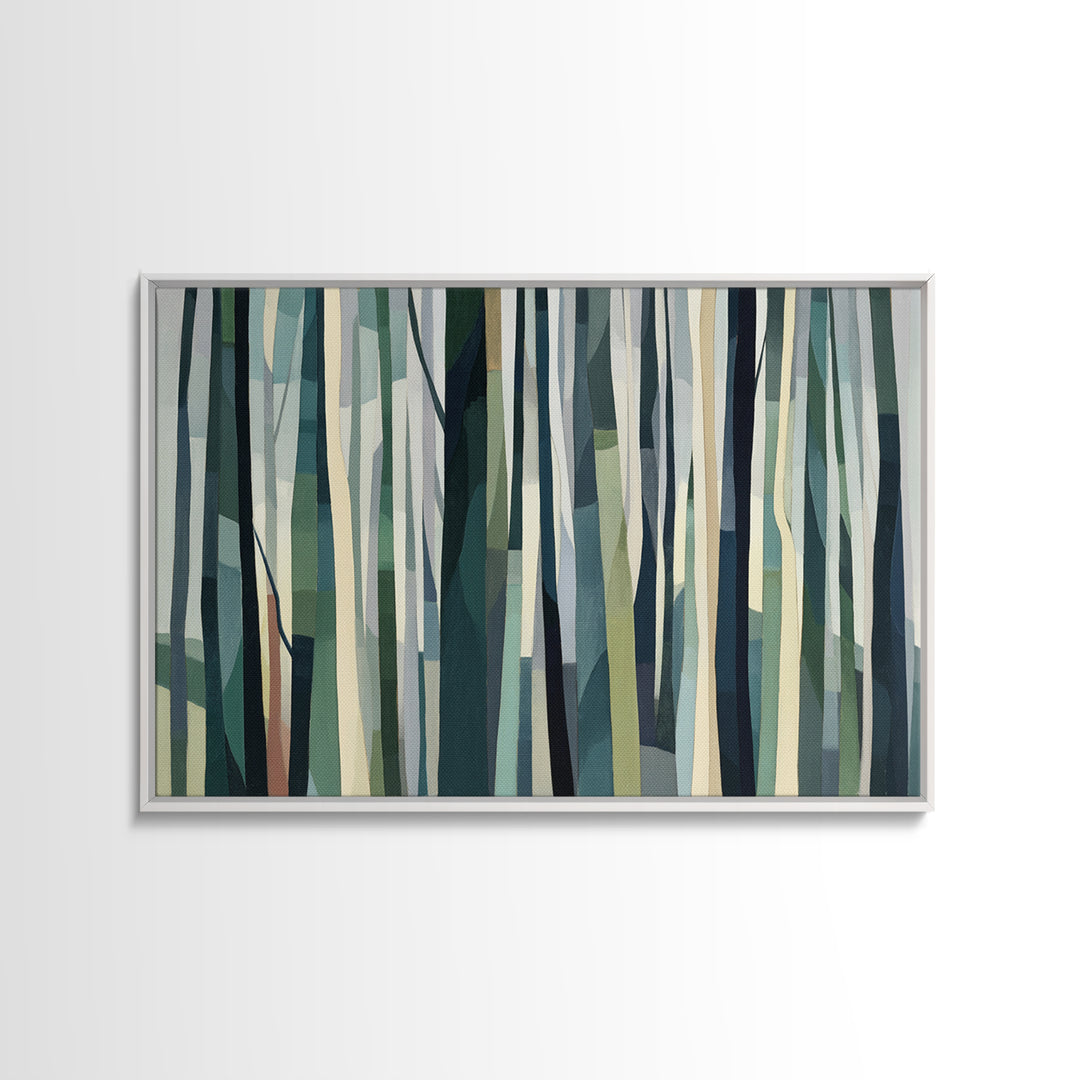 Deep Green Forest Silhouette Study Canvas Print, Monochrome Art, Modern Art, Living Room Decor, Fine Art, Mono, MON-3x2-89