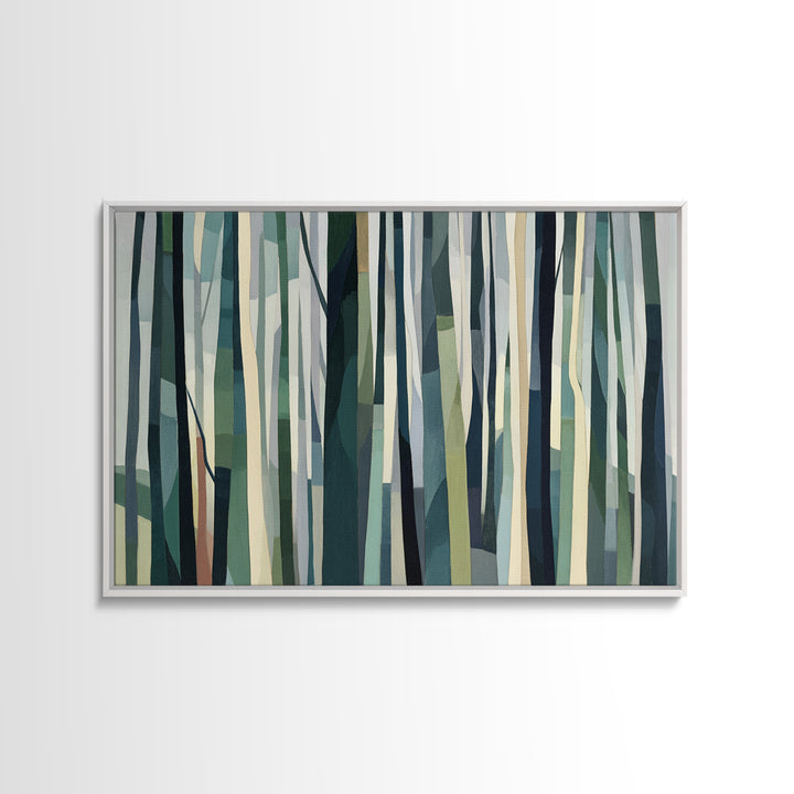 Deep Green Forest Silhouette Study Canvas Print, Monochrome Art, Modern Art, Living Room Decor, Fine Art, Mono, MON-3x2-89