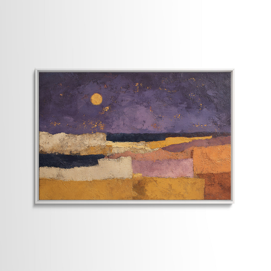 Purple Night Sky Framed Canvas Print, Monochrome Art, Poster, Living Room Decor, Oil Painting, Mono, Textured Wall Art, MON-3x2-91