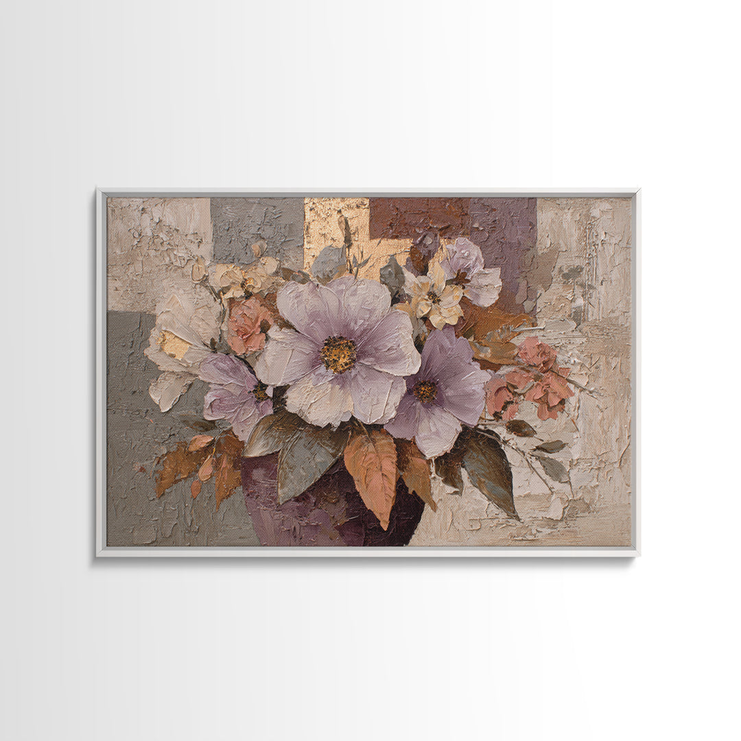 Monochrome Floral Bouquet Canvas Print, Monochrome Art, Boho Wall Art, Living Room Decor, Fine Art, Mono, Neutral Decor, MON-3x2-94