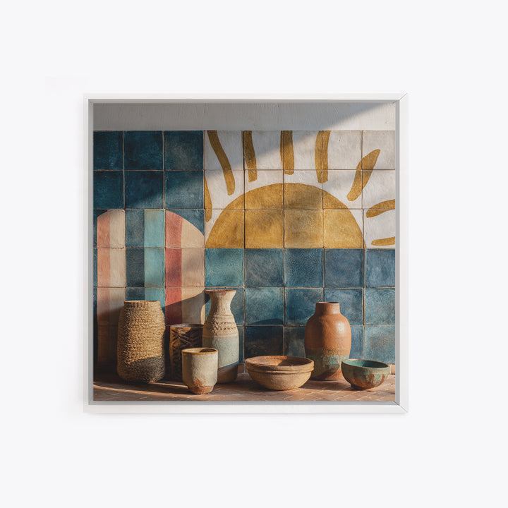 Gold Geometric Sunburst Framed Canvas Print, Moroccan Art, Moroccan Decor, Living Room Decor, Fine Art, Marrakesh, MOR-1x1-72