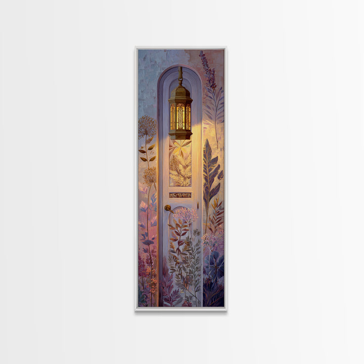 Patterned Door Hardware and Carved Wood Detail Canvas Print, Moroccan Art, Neutral Decor, Living Room Decor, Oil Painting, MOR-1x3-55