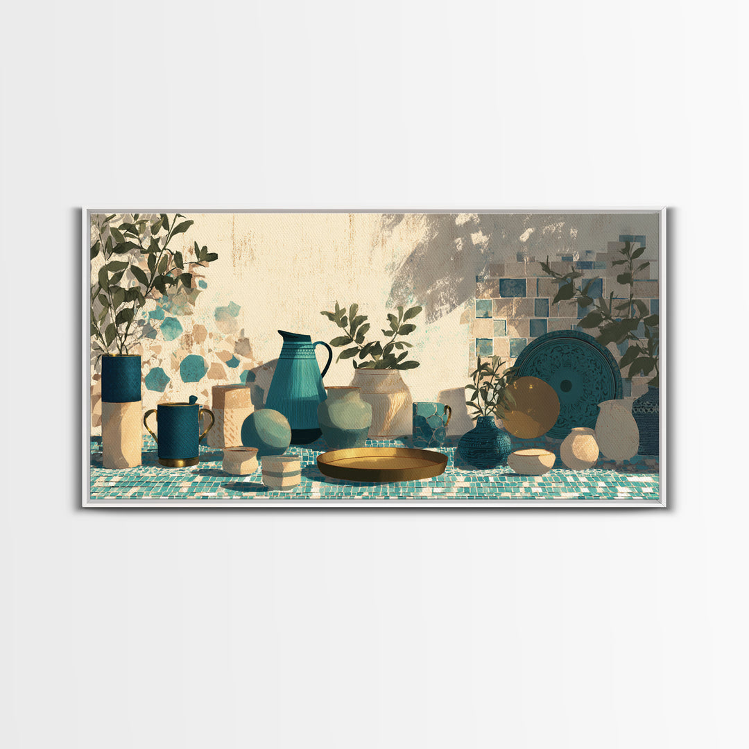 Moroccan Tea Set Canvas Print, Moroccan Art, Art Print, Living Room Decor, Marrakesh 148, Set of Prints, Living Room Rug, MOR-2x1-48