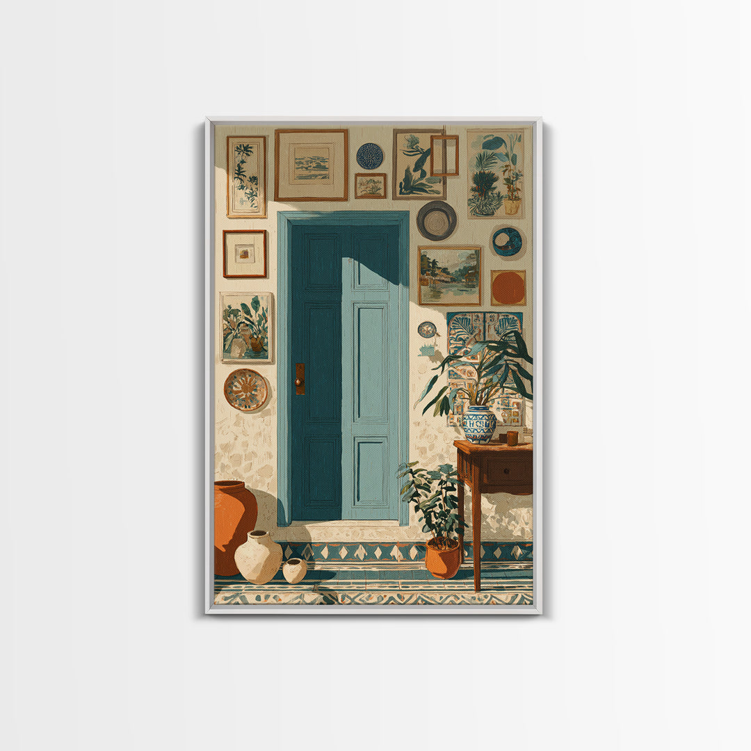Patterned Door Hardware and Carved Wood Detail Canvas Print, Moroccan Art, Living Room Rug, Living Room Decor, Marrakesh, MOR-2x3-51