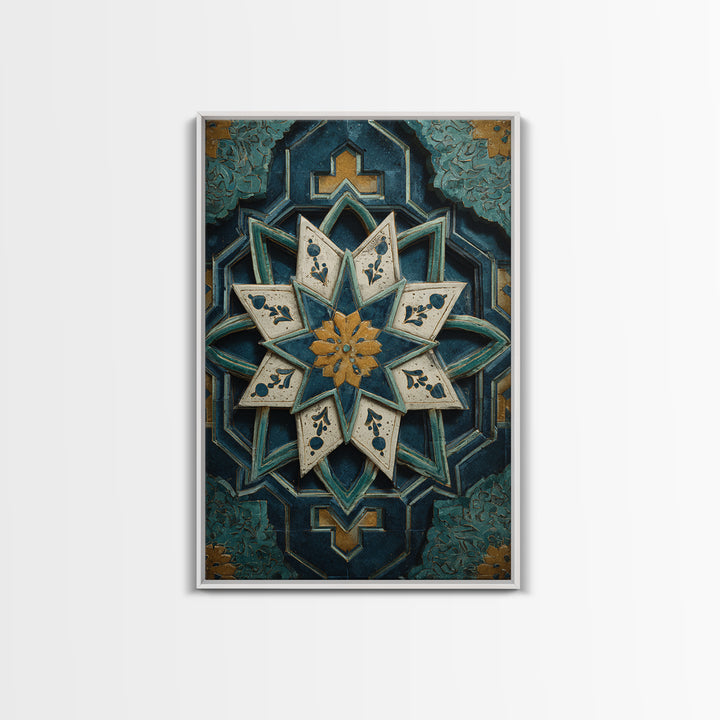 Geometric Star Motif Canvas Print, Moroccan Art, Map Wall Art, Living Room Decor, Fine Art, Marrakesh, Luxury Decor, MOR-2x3-61