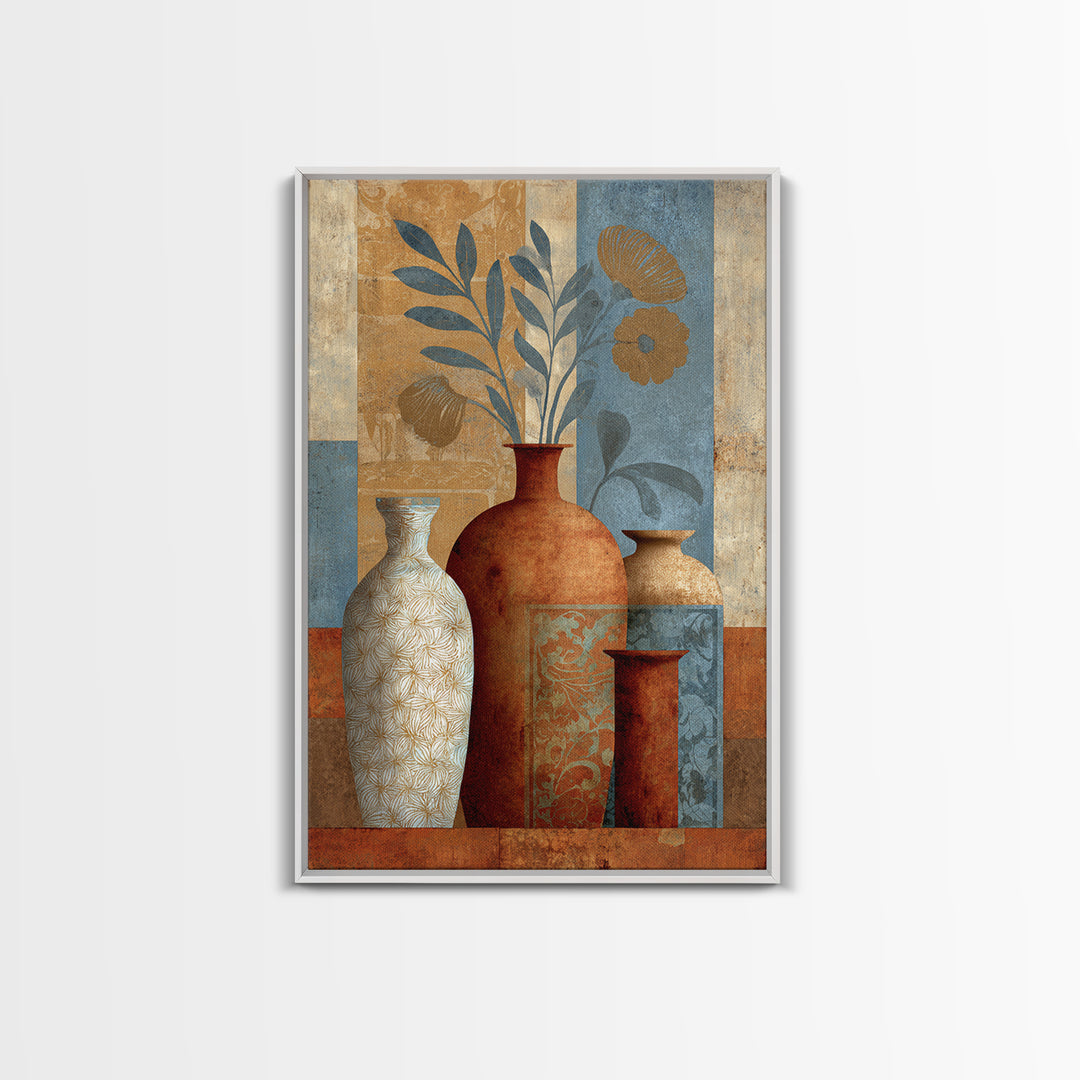 Henna Floral Ornament Pattern Framed Canvas Print, Moroccan Art, Neutral Wall Art, Living Room Decor, Fine Art, Marrakesh, MOR-2x3-88